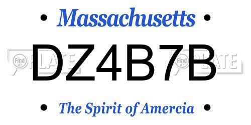 DZ4B7B Massachusetts License Plate