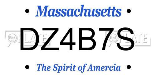 DZ4B7S Massachusetts License Plate