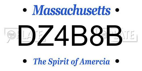 DZ4B8B Massachusetts License Plate