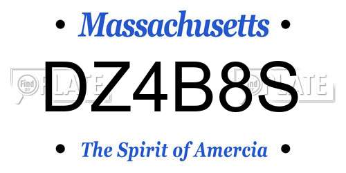 DZ4B8S Massachusetts License Plate