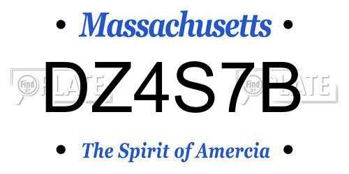 DZ4S7B Massachusetts License Plate