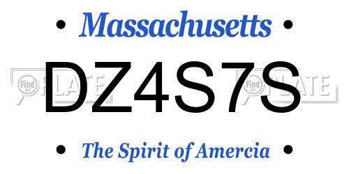 DZ4S7S Massachusetts License Plate