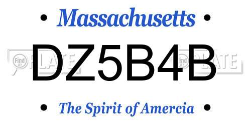 DZ5B4B Massachusetts License Plate