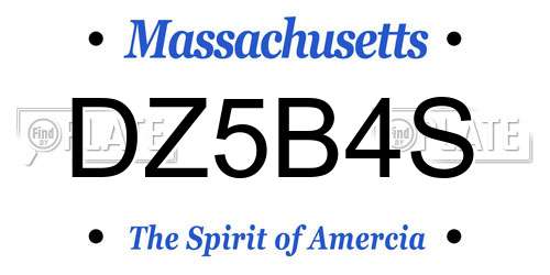DZ5B4S Massachusetts License Plate