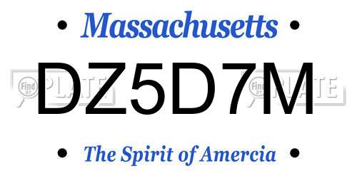 DZ5D7M Massachusetts License Plate