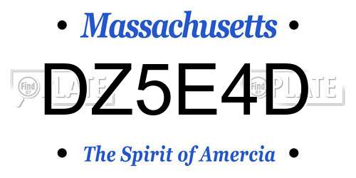 DZ5E4D Massachusetts License Plate