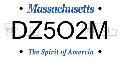 DZ5O2M Massachusetts License Plate