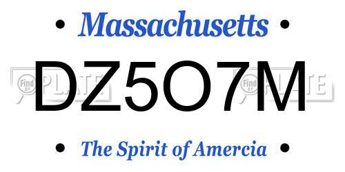 DZ5O7M Massachusetts License Plate