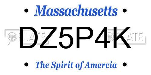 DZ5P4K Massachusetts License Plate