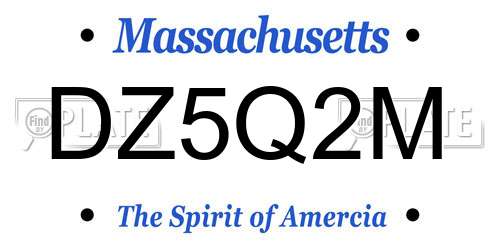DZ5Q2M Massachusetts License Plate
