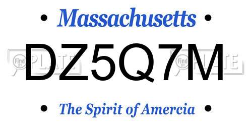 DZ5Q7M Massachusetts License Plate