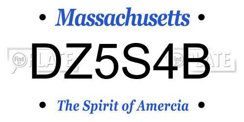 DZ5S4B Massachusetts License Plate