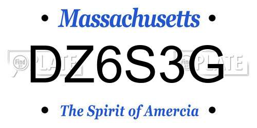 DZ6S3G Massachusetts License Plate