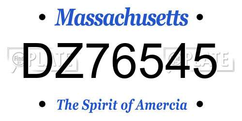 DZ76545 Massachusetts License Plate