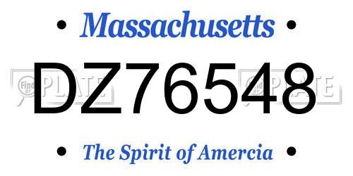 DZ76548 Massachusetts License Plate
