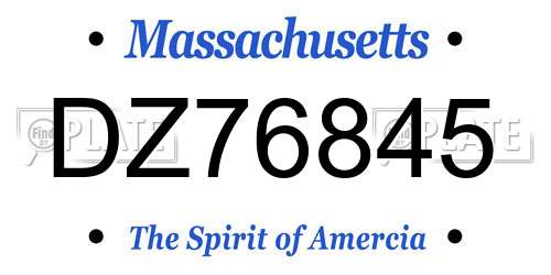 DZ76845 Massachusetts License Plate
