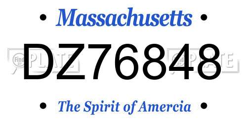 DZ76848 Massachusetts License Plate