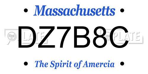 DZ7B8C Massachusetts License Plate
