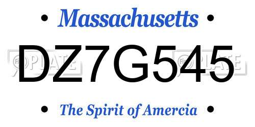 DZ7G545 Massachusetts License Plate