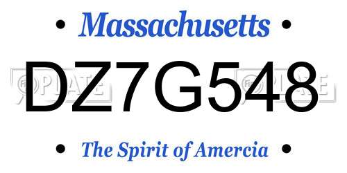 DZ7G548 Massachusetts License Plate