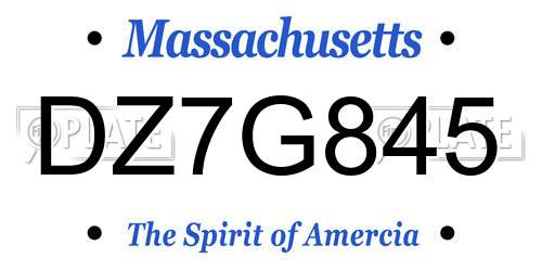 DZ7G845 Massachusetts License Plate