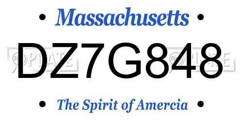 DZ7G848 Massachusetts License Plate
