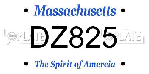 DZ825 Massachusetts License Plate