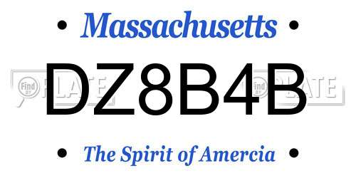DZ8B4B Massachusetts License Plate