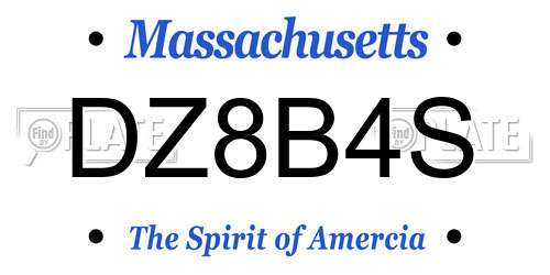 DZ8B4S Massachusetts License Plate