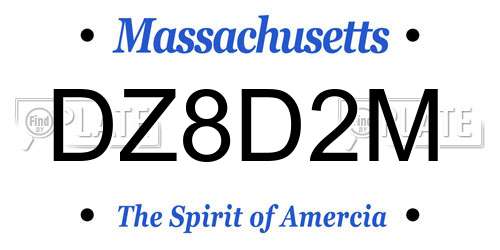DZ8D2M Massachusetts License Plate