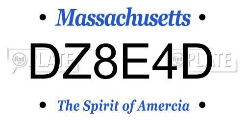 DZ8E4D Massachusetts License Plate