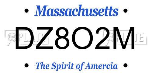 DZ8O2M Massachusetts License Plate