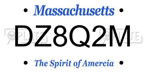 DZ8Q2M Massachusetts License Plate