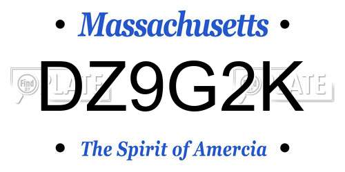 DZ9G2K Massachusetts License Plate