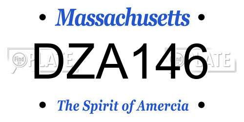DZA146 Massachusetts License Plate