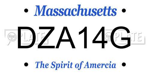 DZA14G Massachusetts License Plate