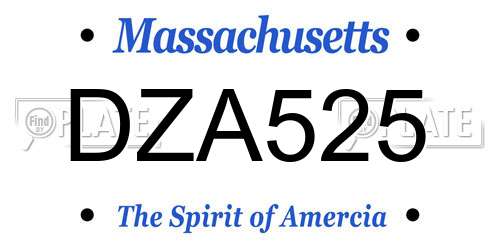 DZA525 Massachusetts License Plate