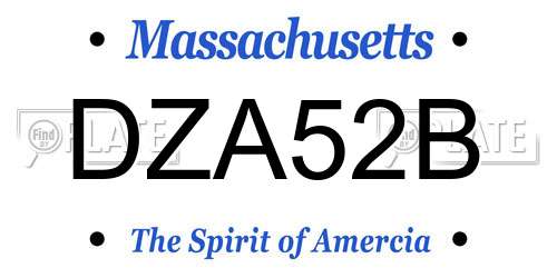 DZA52B Massachusetts License Plate