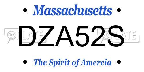 DZA52S Massachusetts License Plate