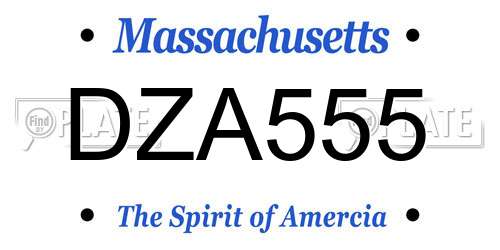 DZA555 Massachusetts License Plate