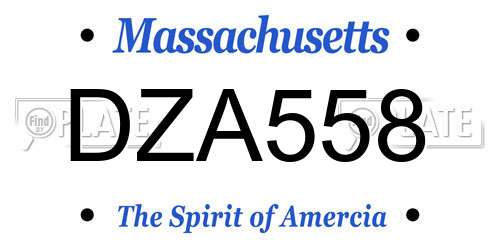 DZA558 Massachusetts License Plate