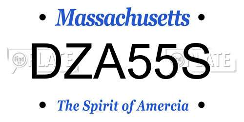 DZA55S Massachusetts License Plate