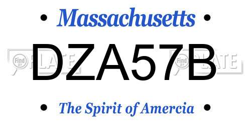 DZA57B Massachusetts License Plate