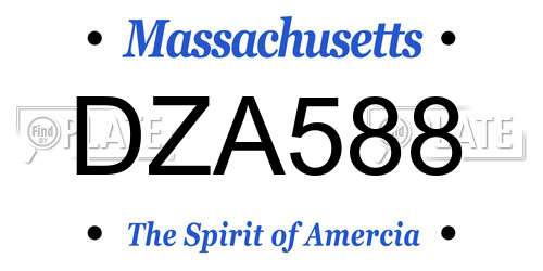 DZA588 Massachusetts License Plate