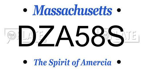 DZA58S Massachusetts License Plate