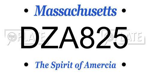 DZA825 Massachusetts License Plate