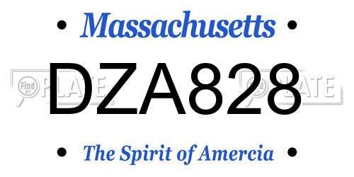 DZA828 Massachusetts License Plate