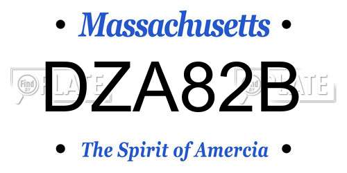 DZA82B Massachusetts License Plate