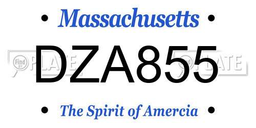 DZA855 Massachusetts License Plate