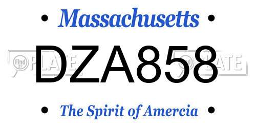DZA858 Massachusetts License Plate